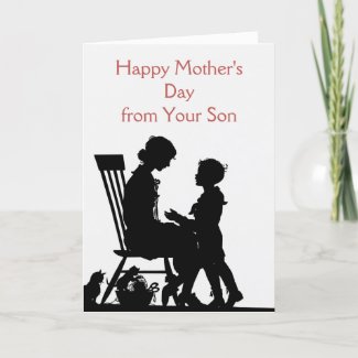 Happy Mother's Day From Son, Vintage Silhouette Holiday Card