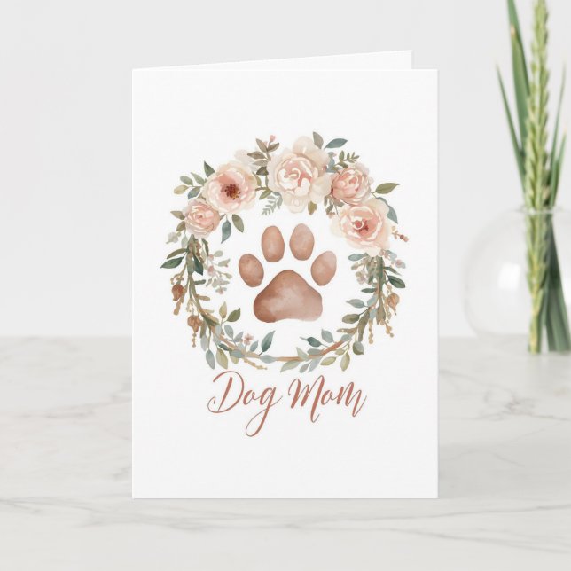Happy Mother's Day From The Dog Watercolor Floral Card (Front)