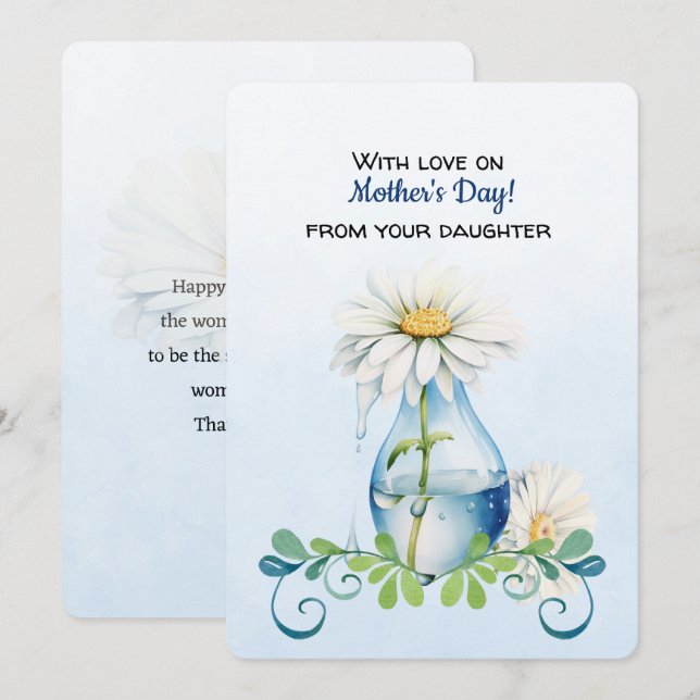 Happy Mother's Day from your daughter Single Daisy Note Card (Front/Back)