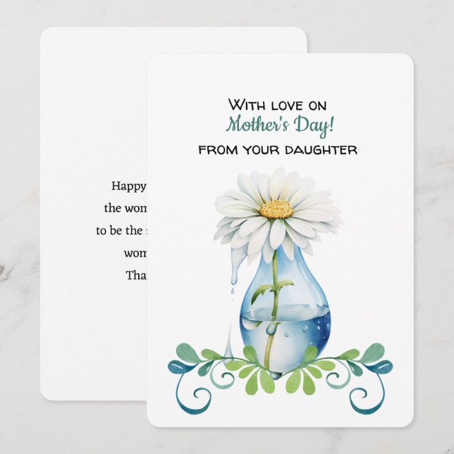 Happy Mother's Day from your daughter Single Daisy Note Card (Front/Back)