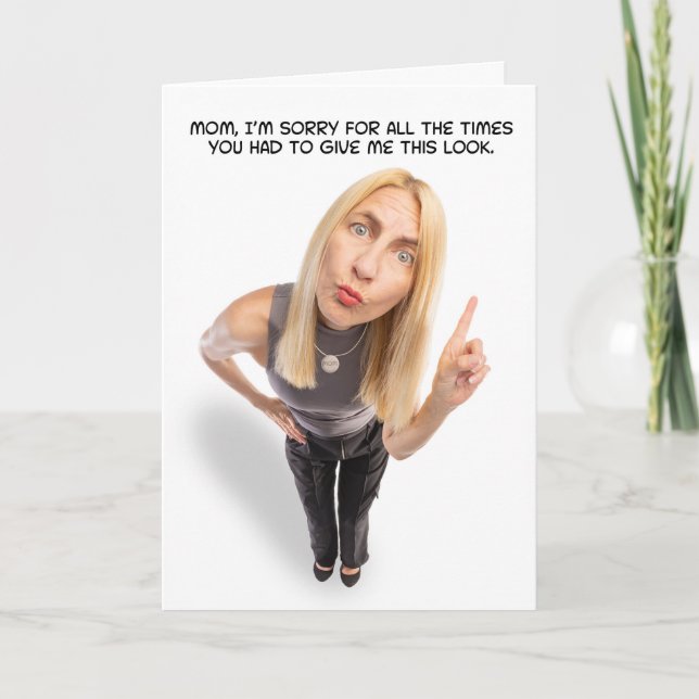 Happy Mothers Day Funny Mom Giving The Angry Look  Holiday Card (Front)