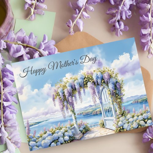 Happy Mothers Day Garden Of Wisteria Watercolor  Card