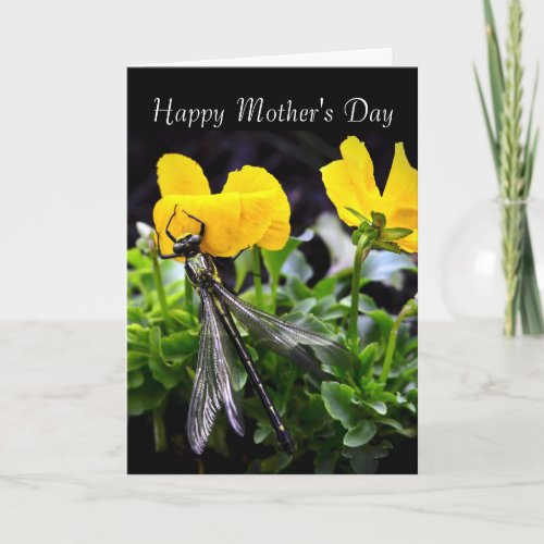 Happy Mothers Day _ General _ Dragonfly Pansies Card