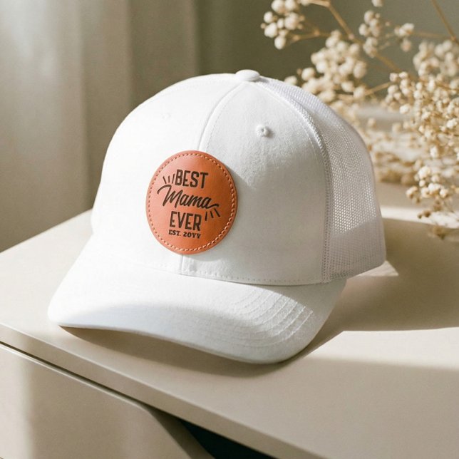 Happy Mother's Day Gift for Best Mama Ever Year Leather Patch Hat (Happy Mother's Day Gift for Best Mama Ever Year Leather Patch Hat)