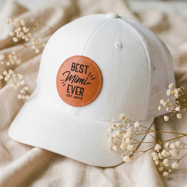 Happy Mother's Day Gift for Best Mimi Ever Year Leather Patch Hat (Happy Mother's Day Gift for Best Mimi Ever Year Leather Patch Hat)