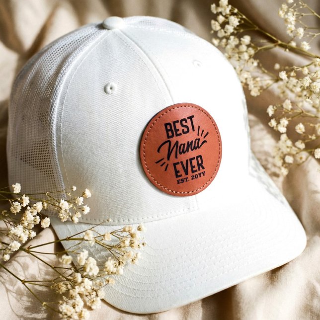 Happy Mother's Day Gift for Best Nana Ever Year Leather Patch Hat (Happy Mother's Day Gift for Best Nana Ever Year Leather Patch Hat)