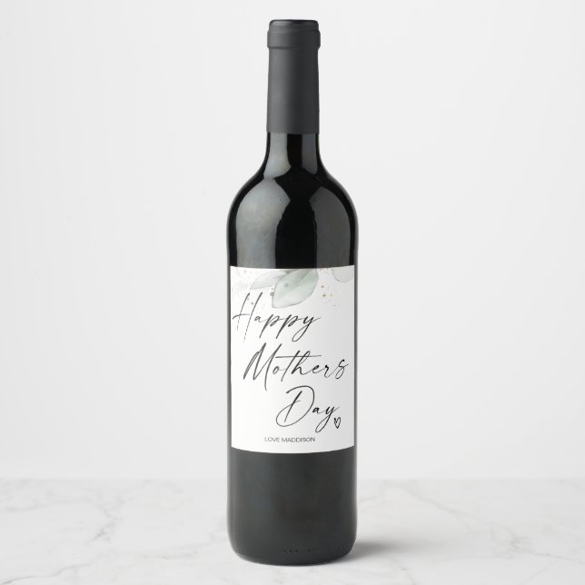 Happy Mothers Day Gift for Mom Best Mom Ever Wine Label (Front)