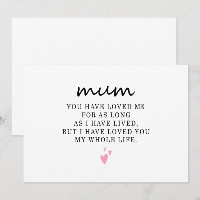Happy Mothers Day Gift Mom Birthday For Mum Invitation (Front/Back)
