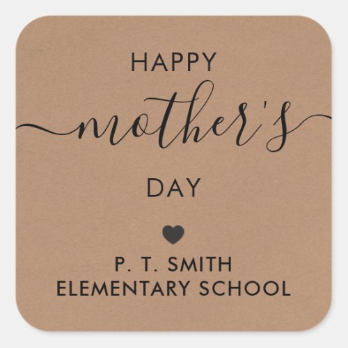 Happy Mothers Day Gift Tag Mom Tag Kraft Square Sticker