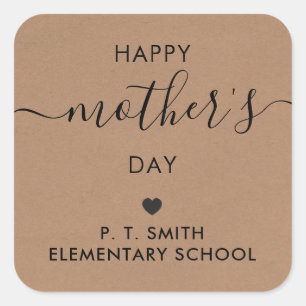 Happy Mother's Day Gift Tag, Mom Tag, Kraft Square Sticker
