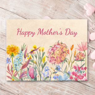 Happy Mother's Day Gift Watercolor Flowers Holiday Postcard