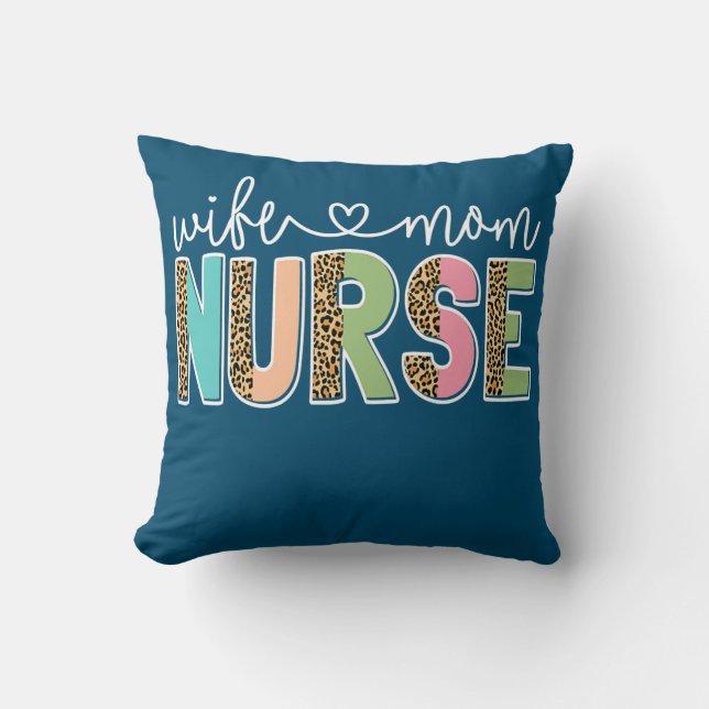 Happy Mother's Day Gifts Leopard Print Wife Mom Throw Pillow (Front)