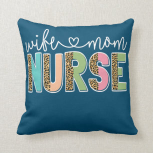 Happy Mother's Day Gifts Leopard Print Wife Mom Throw Pillow