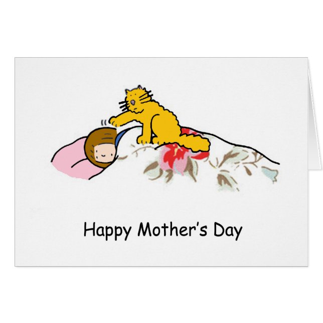 Happy Mothers Day Ginger Cat Humor Cards (Front Horizontal)