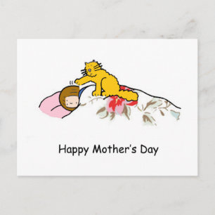 Happy Mothers Day Ginger Cat Humor Postcard