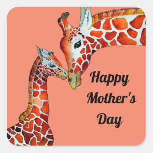 Happy Mother's Day Giraffes Square Sticker