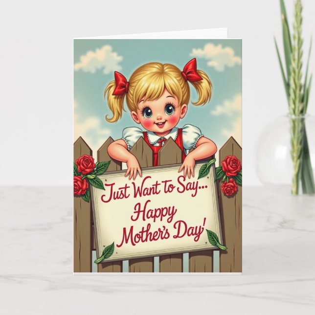 Happy Mothers Day Girl Fence Card (Front)
