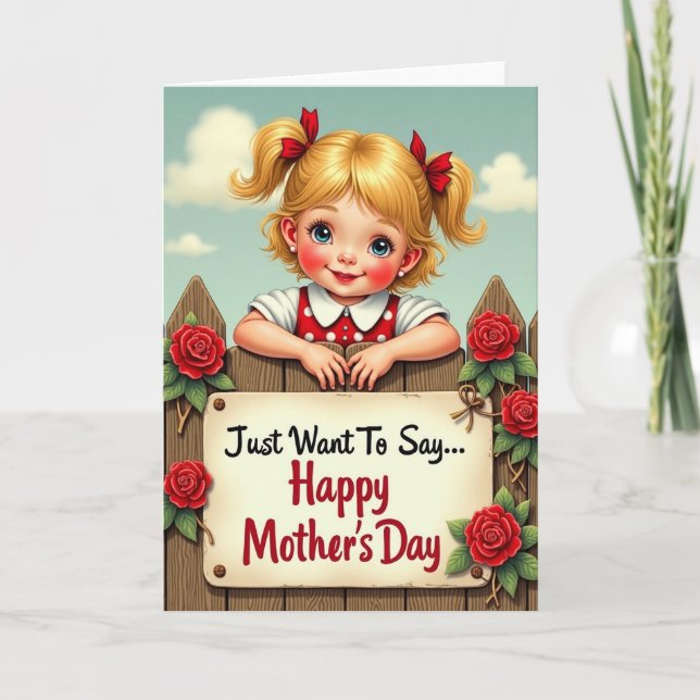 Happy Mothers Day Girl Scene Card (Front)