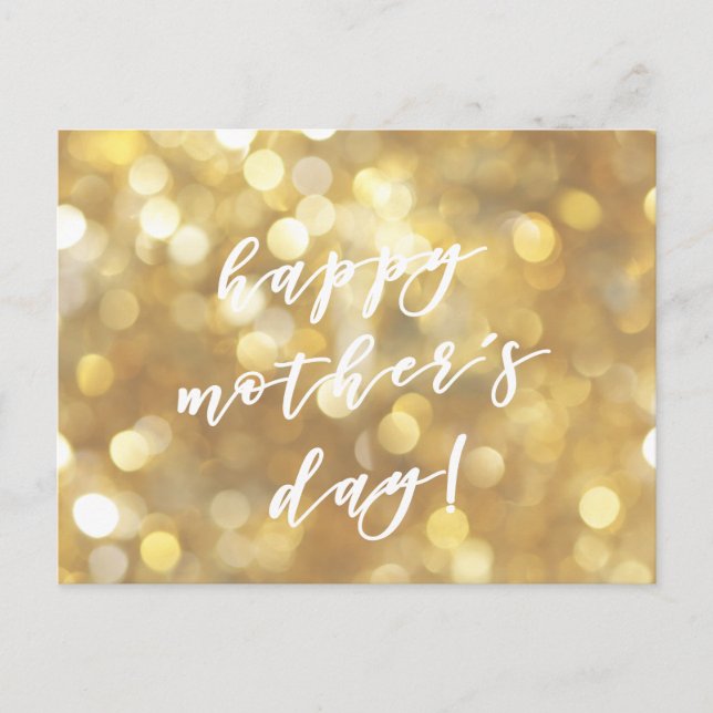 Happy Mother's Day! Glamorous Gold Sparkles Postcard (Front)