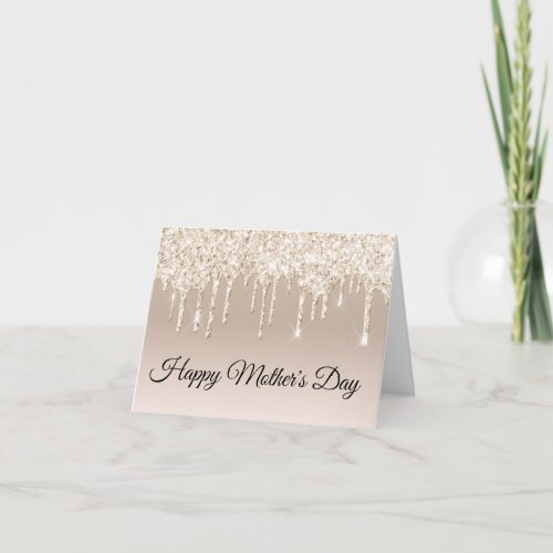 Happy Mothers Day gold dripping glitters luxury Card