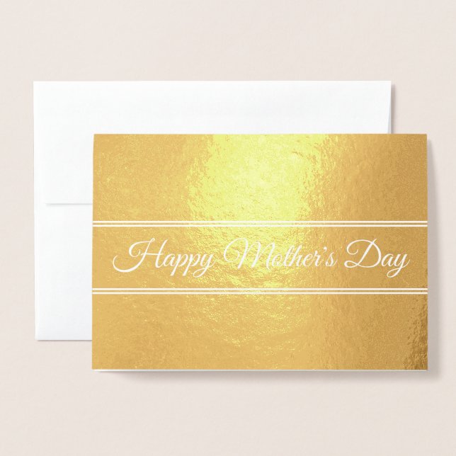 Happy Mother's Day Gold Elegant Script Foil Card (Front With Envelope)