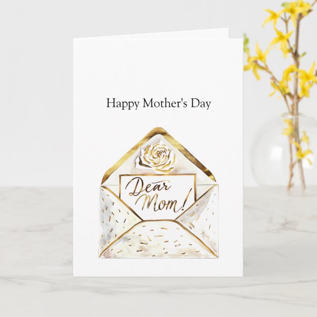 Happy Mother's Day Gold Flower Card (Yellow Flower)