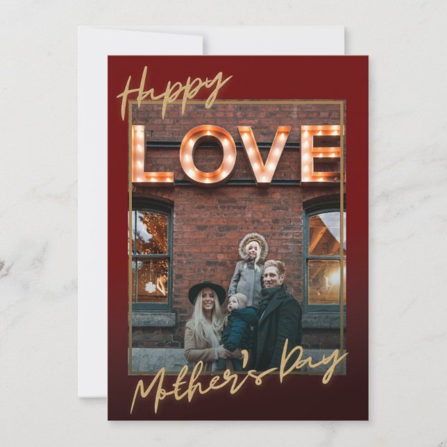 Happy Mothers Day Gold Foil Texture Photo Card (Front)