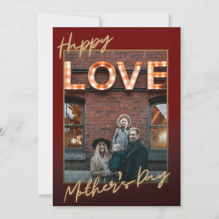 Happy Mothers Day Gold Foil Texture Photo Card Zazzle