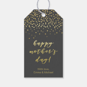Happy Mother's Day - Gold Script & Confetti Gift Tags
