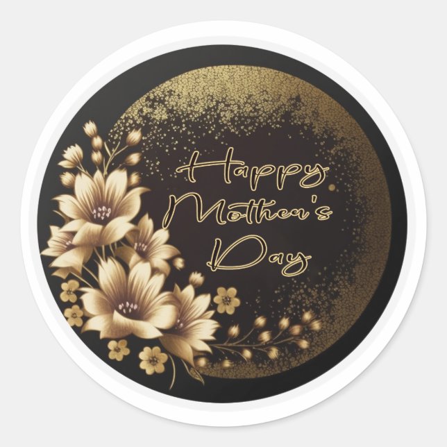 Happy Mother's Day - Gold Script stickers (Front)