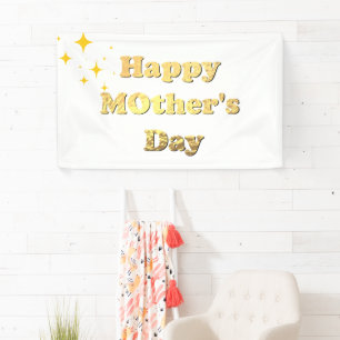 Happy mothers day. Gold simple script calligraphy Banner