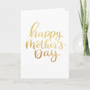 Happy mothers day. Gold simple script calligraphy  Card