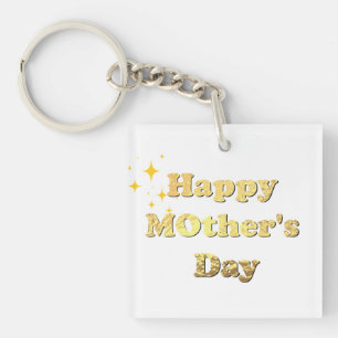 Happy mothers day. Gold simple script calligraphy Keychain