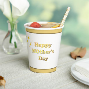 Happy mothers day. Gold simple script calligraphy Paper Cups