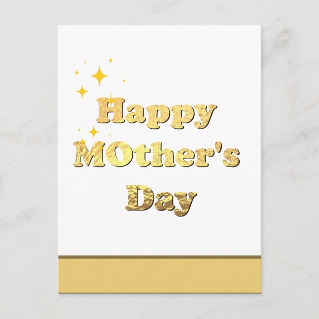 Happy mothers day. Gold simple script calligraphy  Postcard (Front)