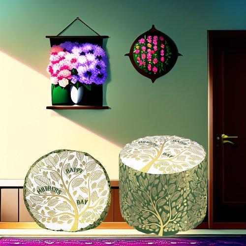 Happy Mothers Day Gold Tree Of Life Greenery Gold Pouf