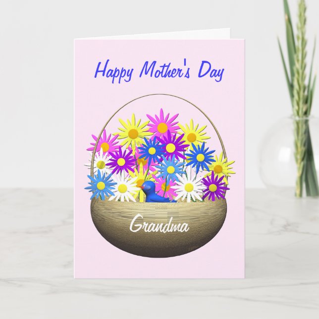 Happy Mothers Day Grandma Basket of Daisies Card (Front)