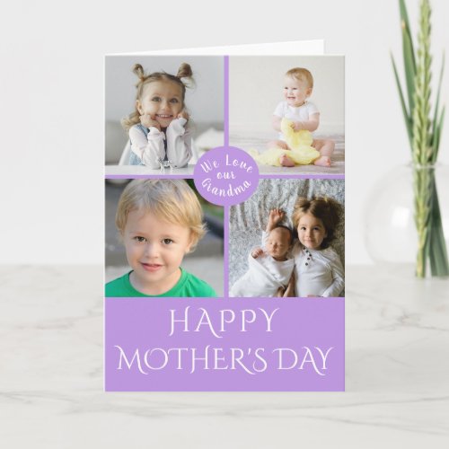 Happy Mothers Day Grandma Purple Photo Collage Card