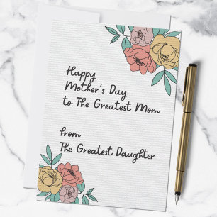 Happy Mothers Day Great Mom Floral Pastel Flowers Card