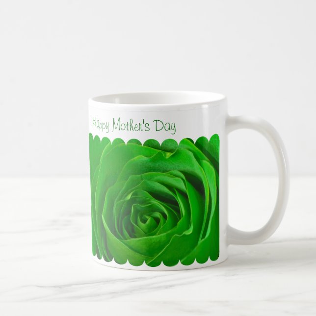 Happy Mother's Day Green Rose Center Coffee Mug (Right)