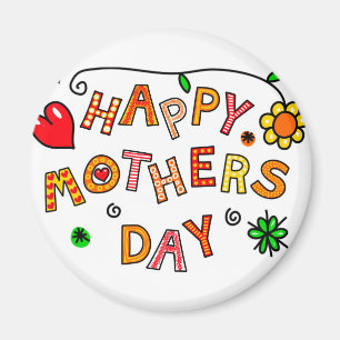 Happy Mother's Day Hand Drawn Cartoon Typography Magnet
