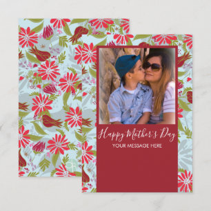 Happy Mother's Day Hand Drawn Florals Red Card