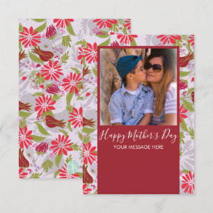 Happy Mother's Day Hand Drawn Florals Red Card