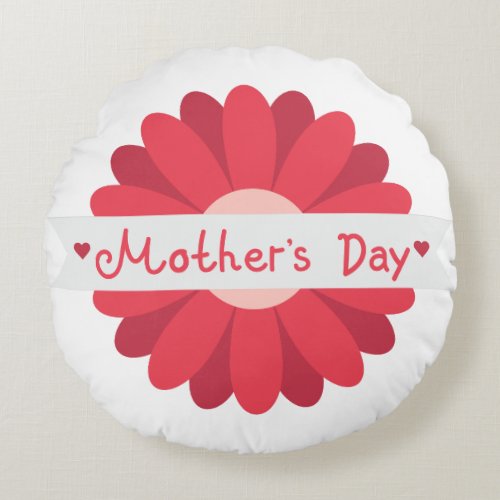 Happy Mothers Day Handwritten Lettering Gift Round Pillow