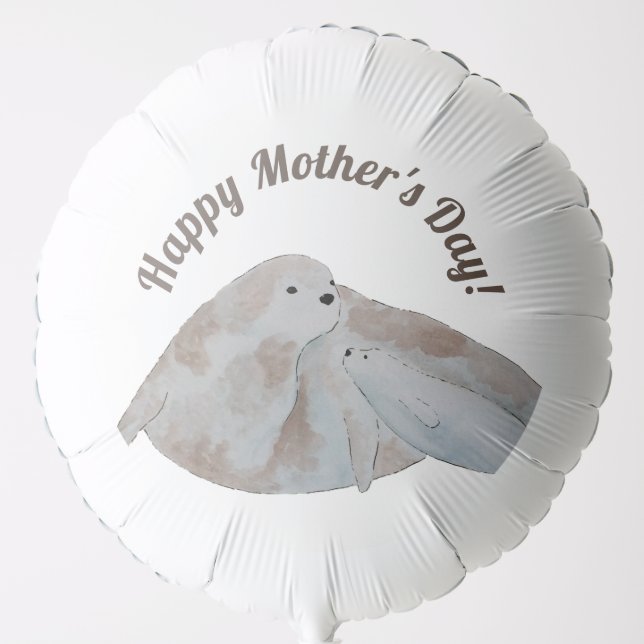 Happy Mother's Day Harp Seals Balloon (Front)