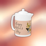 Happy Mother's Day Heart Butterflies | Teapot<br><div class="desc">Monogrammed elegant Happy Mother's Day Tea Pot with butterflies and the word Mom inside the heart for you to personalise with your own text.</div>