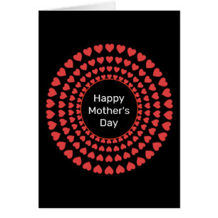 Happy Mother's Day Heart Circle Mandala on Black Cards