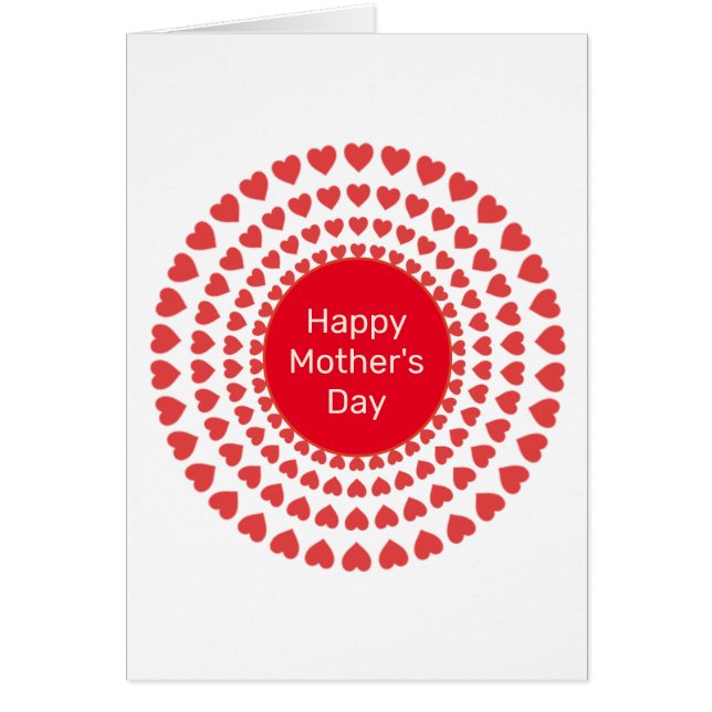 Happy Mother's Day Heart Circle Mandala on White (Front)