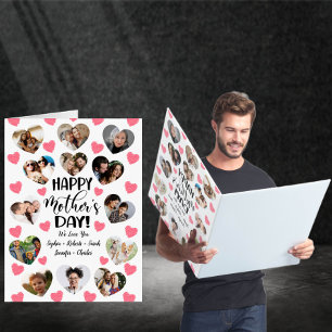 Happy Mother's Day Heart Custom Names & Pictures Card