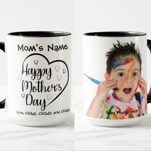 Happy Mothers Day Heart Customizable Photo Mug